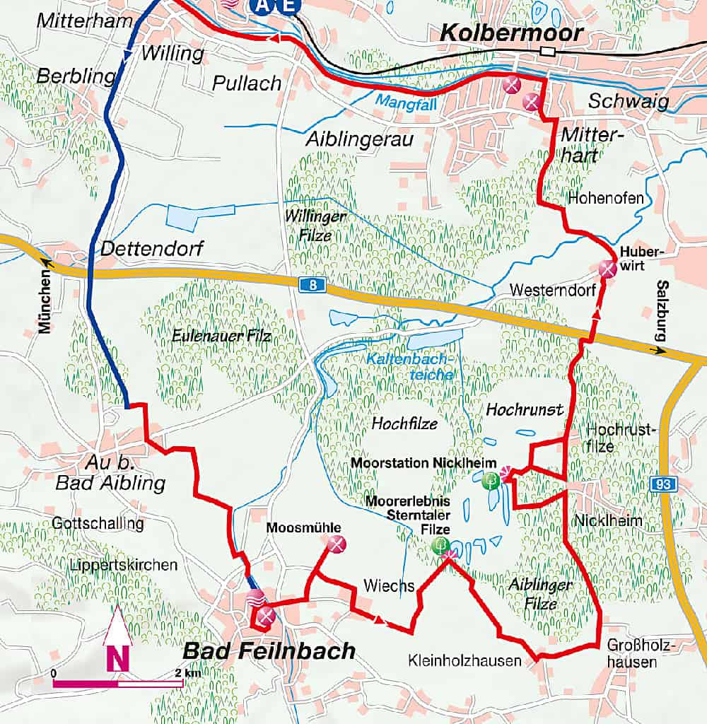 Fahrrad Route Bad Aibling und Bad Feilnbach