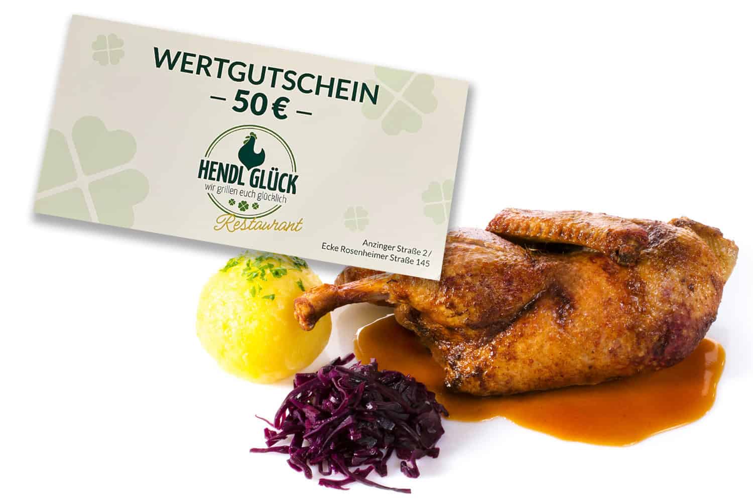Entenbraten mit Beilage und einem Gutschein
