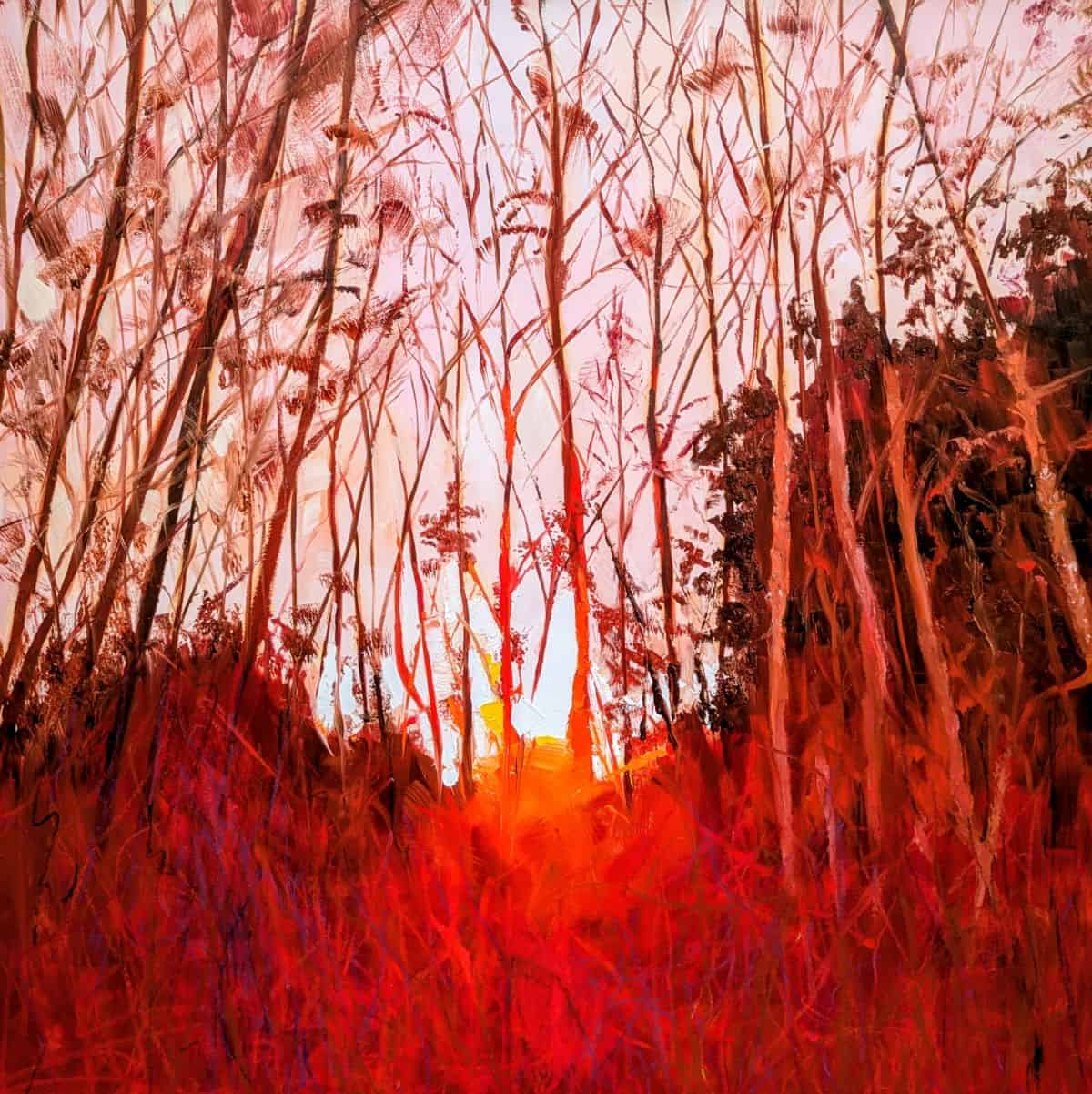 Bild mit abgebildeten Wald in rot